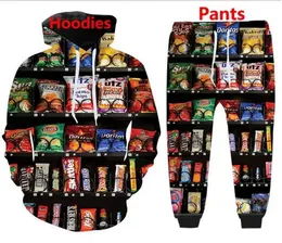 2022 Nya män / kvinnor Varuautomat Snack Rolig 3D-tryck Fashion Tracksuits Hip Hop Pants + Hoodies OK04