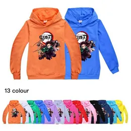 Japanese Anime Demon Slayer Kimetsu No Yaiba Hoodies Baby Boy Girl Teen Kids Cartoon Blade Top Tee Clothing for Children T Shirt G1224