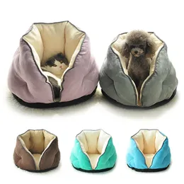 Varm Bed Nest Pet Sofas House Encircled Kennel Soft Cotton Fleece Blanket för hundkattvalp fyra årstider med 201223