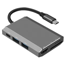 6 arada 1 USB C Hub USB 3.0 Ports 4K 60W PD Şarj SD/TF Kart Okuyucu/Pro/Hava ve daha fazla C Cihaz