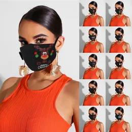 1 st vuxna utskrifter Ansiktsduk Mask Tvättbar Earloop Faceless Printed Christmas Mask Dekoration för cosplay tillbehör