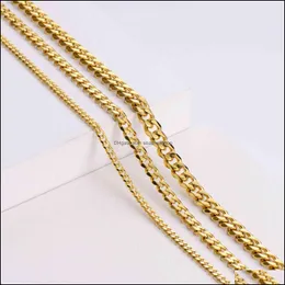 Pendant Necklaces Hip Hop Womens Men Necklac Cadenas Cubanas 18K Gold Plated Thick Cuban Link Chain Stainls Steel Drop Delivery