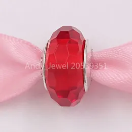 Andy Jewel 925 SERLING PRIMEIRA MISTÓRIAS RED RED FACETED CHARM DE VIDRO CHEGO DE JOIXAS PANDORA PANDORA PURCHLACE DE JOIXAS 791066