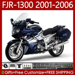 OEM karosseri för Yamaha FJR-1300 FJR 1300 A CC FJR1300A 01-06 Moto Dark Blue Bodys 106No.7 FJR1300 01 02 03 04 05 06 FJR-1300A 2001 2002 2003 2004 2005 2006 FAIRING KIT