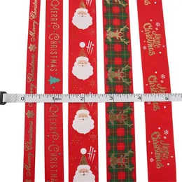 New Festive 10/16 / 25mm 5y Christmas Grosgrain Stain Ribbon For Craft DIY Archi per capelli Materiali da imballaggio Festival Decorazione per feste