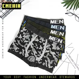 Cotone sexy degli uomini della biancheria intima Boxer Camouflage Mutandine maschili senza soluzione di continuità Slip da uomo Boxer Mutande Under Wear Lingerie LJ201110