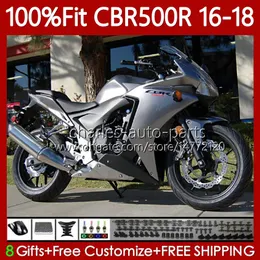 Injektionsformmissor för Honda CBR500 CBR 500 R RR CC 500R 500cc CBR500R 16 17 18 Kropp 111NO.57 CBR500RR 2016 2017 2018 CBR500CC 16-18 Silver Grå OEM Karywork