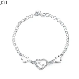 guldp￤rla armband vackert mode elegant silverf￤rg charms br￶llop hj￤rta k￤rlek kristall armband underbara smycken LH015 H SQCZWR