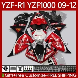Karosserie-Kit für Yamaha Rot Schwarz YZF-R1 YZF R1 1000 CC YZF-1000 09-12 Karosserie 92No.122 YZF1000 YZF R 1 2009 2010 2011 2012 1000CC YZFR1 09 10 11 12 Motorradverkleidung