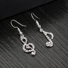 Asymmetriska Örhängen Personlighet Öron Tillbehör Lady Notera Dangle Örhängen Musik Noter Rhinestone örhänge