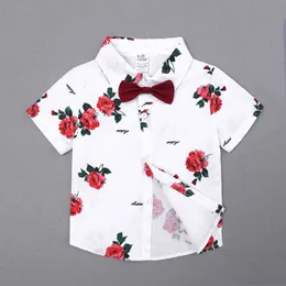 Boy Baby Toddler Gentleman Kid Clothes 2PCS Sets Short Sleeve Single Breasted Bow Shirts+Sash Shorts Bottoms 1-7Y