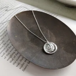 Louleur 925 Sterling Silver Suczenie Okrągłe Wisiorek Naszyjnik Morze Suche Kamień Rotten Creative Neckalce Dla Kobiet Festiwal Biżuteria Q0531