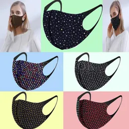 Varm konstgjord diamantmask tvättbar återanvändbar mask ansikte sköld paljetter färgglada rhinestones ansiktsmask designer masker da779