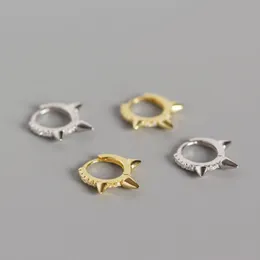 Pure 100% 925 Sterling Silver Small Rivet Hoop örhängen Punk Cool Zircon Spike Earring For Women Fine Party Jewelry YME510