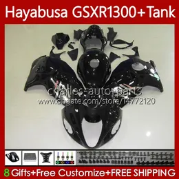 OEM Body +Tank For SUZUKI glossy black Hayabusa GSXR 1300CC GSXR-1300 1300 CC 1996 2007 74No.18 GSX-R1300 GSXR1300 96 97 98 99 00 01 GSX R1300 02 03 04 05 06 07 Fairing Kit