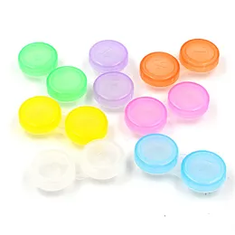 I lager Kontaktlins Kosmetisk låda Plast Plast Genomskinlig Dubbel Box Candy Färg Kontaktlins CACE Partihandel