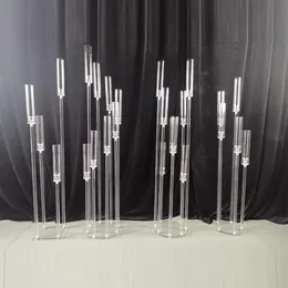 Dekoration Clear Acrylic Crystal Candelabra För Bröllop Centerpiece Bröllop Steg Bakgrund Stativ Senyu893