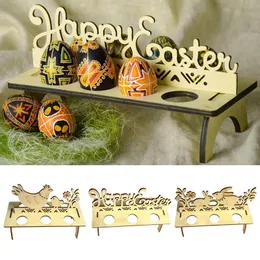 Wooden Easter Egg Rack Bunny Rabbit Easter Egg Shelves Stativ Rack Holders Bunny Pattern Party Trä prydnad