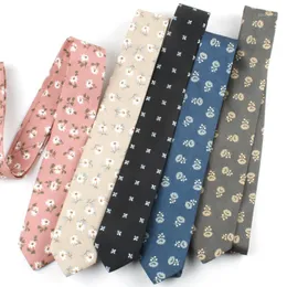 Neck Ties Sitonjwly 6cm Necktie For Men's Cotton Printed Flowers Narrow Fashion Casual Collar Slim Tie Custom Logo1