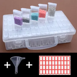 64 셀 플라스틱 저장 상자 깔때기와 다이아몬드 페인팅 액세서리 도구 컨테이너 상자 세트 다이아몬드 그림 201202