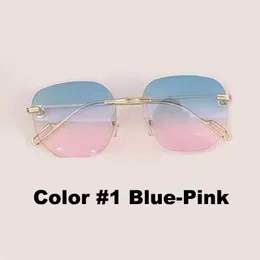 Moda Gradient Color Square-Circle UV Sunglasses Metal + PC com caixa 20722 Item