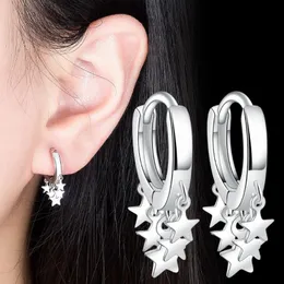 Five Star Dangle Earring Hoops 316L Stainless Steel Cartilage Hoop Earrings Punk Ear Jewelry for Women