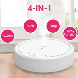 FreeShipping 4-IN-1 Household Automatic Sweeping Robot Vacuum Spray Sweeping Disinfection Humidification Rechargeable Dry Wet Vacuum Cleaner