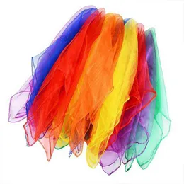 12 x Små dans halsdukar Multi-Color Scarves Hem Juggling Scarves Dansfärg Ran 60 x 60cm Y220228