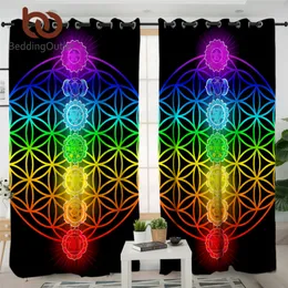 BeddingOutlet Chakra Window Curtains Zen Theme Blackout Curtain Colorful Bedroom Curtain Flower of Life Curtains For Bedroom LJ201224
