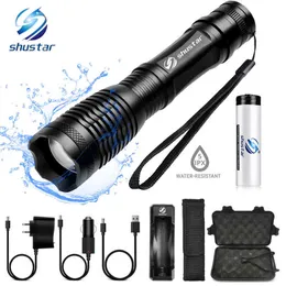 Waterproof Led Flashlight T6/L2 Tactics Led Flashlight Zoomable Flashlight 5 Switch Modes Light With 18650 Battery J220713