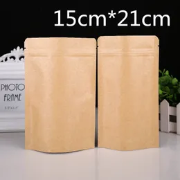 DHL 5.9''x8.3 '' (15 * 21см) Brown Stand Up Kraft Paper Zipock Алюминиевая фольга пакет сумка для хранения событий чай Zip замок Упаковка мешок