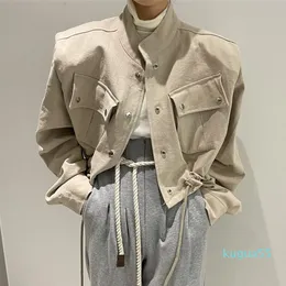 Kvinnors Jackor Alien Kitty Snygg Hög Midja Pure Color 2021 Kvinnor Full Sleeve Höst Loose Streetwear Chic Femme Gentle Coats