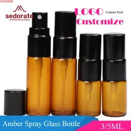 Sedorate 50 PCs / lote Garrafa de vidro âmbar para recipientes de perfume cosméticos mini frasco 3ml 5ml névoa automizador bottles Ry001good produto