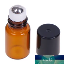 5pcs 1ml 2ml 3ml 5ml 10ml Amber Glass Roll on Roller Vials Brown Essential Oil Bottle Sample Test Bottle Metal Ball