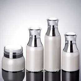 10Pcs/Lot 50ML 100ML 30G 50G White Elegant Empty Airless Cream Jar, DIY PETG Plastic High Quality Emulsion Bottle, Makeup Tool