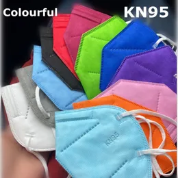 KN95 Mask Vuxen 5-lager Skyddande färg Bekväma andningsmaskor Individuellt paket