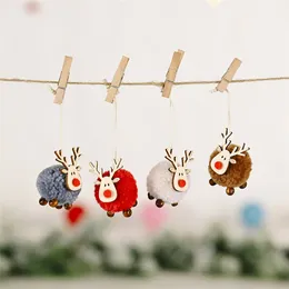 Cute Felt Wooden Elk Christmas Tree Decorations Hanging Pendant Deer Craft Ornament Christmas Decorations for Home New Year JK2010XB