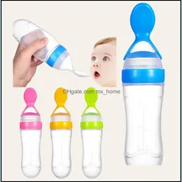 90 Ml Extruded Feeding Bottle With Lid Childrens Cereal Puree Food Grade Silica Gel Pp Material 5 Color Drop Delivery 2021 Other Baby Baby
