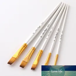 5Pcs/Set Drawing Art Supplies Multi-function Oil Painting Brushes Pearl White Artist Paint Brush Wooden Handle Nylon Hair