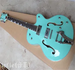 2022 wholesale Top quality Grass Falcon JAZZ Semi Hollow with Tremolo Electric chrome hardware guitar