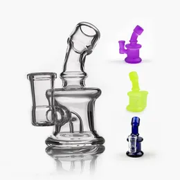 Hookahs Glow in the Dark Beaker Bong recycler Glass Mini Dab Rig Hookahs Luminous Water Pipe Bongs Oil 14mm quartz banger