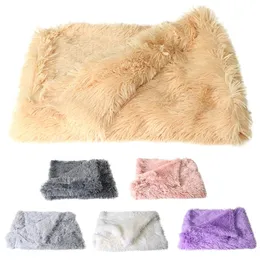 Lyx Long Plush Pet Dog Bed Blanketter Katt Sova Mats Valp Vinter Varm Tunna Bäddar Kudde Mjuka Skydd För Stora Hundar Madrass 201223