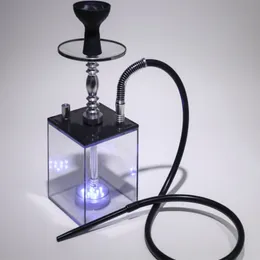 25 cm arabisk hookah med ljus full uppsättning sf akryl LED kvadratisk kruka bar nattklubb Rökning tillbehör Vatten rökning fabriksutlopp i lager