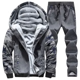 Men's Tracksuits OLOEY Winter Sport Suit Warm Velvet Casual Men Sportwear Sets Thickening Track Suits Hoodie Sweat Tracksuit Set Plus Size1