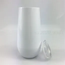 Sublimacja Wino Tumbler 6oz Kubek jajeczny z pokrywką Ze Stali Nierdzewnej Puste DIY Próżniowe Pij Piór Piwo