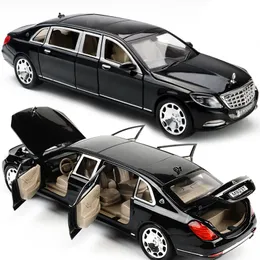 1:24 Maybach S600 Metal Car Model Diecast Eloy High Simulation Car Modeller 6 Dörrar kan öppnas tröghet Toys for Children DiFts