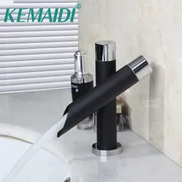 Torneiras de pia do banheiro kemaidi uk pintura preta mixer de água torneira com 1 alça de orifício único torneira Cozinha Grifo cocina1