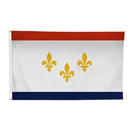 Yeni Orleans bayrağı Yüksek Kalite 3X5 FT State Banner 90x150 cm Festivali Parti Hediye 100D Polyester Kapalı Açık Baskılı Bayraklar ve Afiş