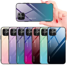 Färgglada Gradient Telefon Väska till iPhone 12 Pro 11 Pro Max Härdad Glasfodral För IPhone XR XS 8 Plus ShockoProof Fodral