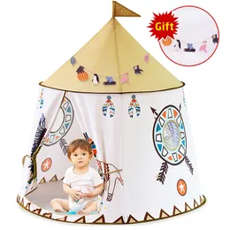 Yard Kid Teepee Tent House 123 * 116cm Bärbar Prinsessan Slott närvarande för barn Barn Spela Toy Tent Födelsedag Julklapp LJ200923